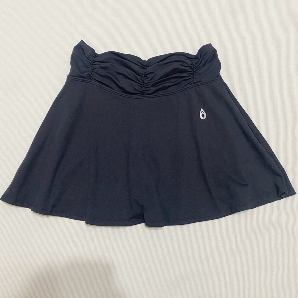 Dona Jo Ruched Solid Black Athletic Tennis Pickleball Mini Skort Skirt